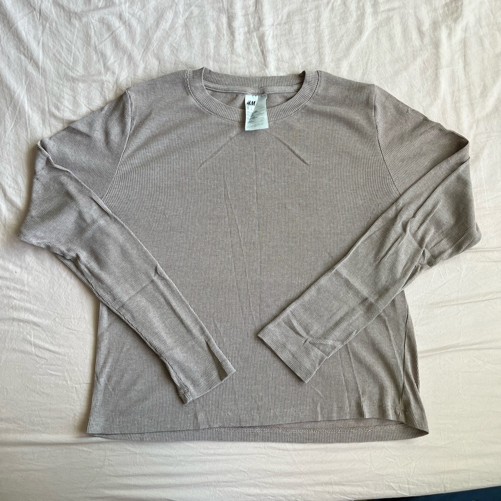beige melange pajama long sleeve shirt